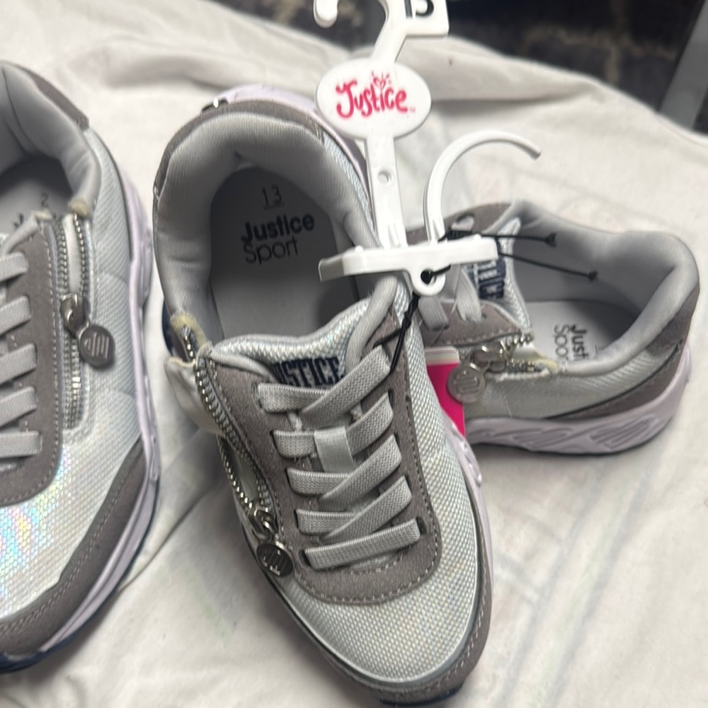 Justice Gray and White Sneakers